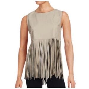 Eleventy Lambskin Leather Fringe Vest Tank size 42 IT Women’s